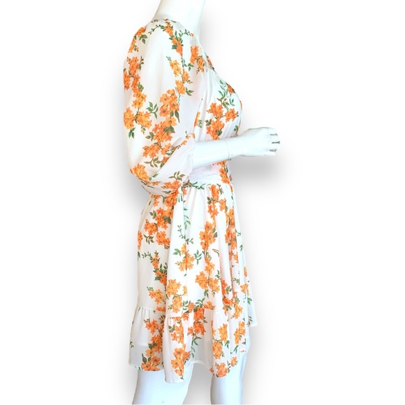 EXLURA OFF SHOULDER FLORAL LANTERN SLEEVE MINI DRESS. WOMEN’S SIZE MEDIU… - Picture 6 of 12